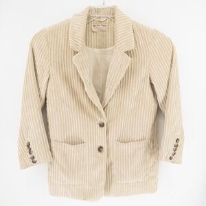 We The Free Womens M Everly Blazer Cream Tan Corduroy Two Button Notch Academia